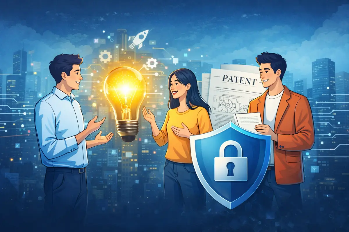 Image created with ChatGPT on the topic of IP basics for start-ups: How to protect your ideas properly